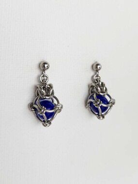 Victorian style silver and blue earrings